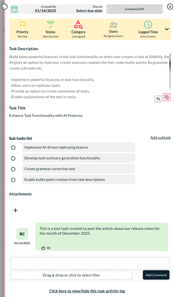 Task Interface Redesign