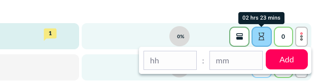 Hovering on hourglass now gives an option to add time on task listing page 