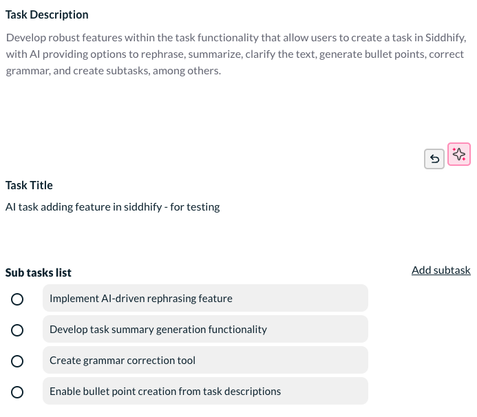 Sub tasks created through A 