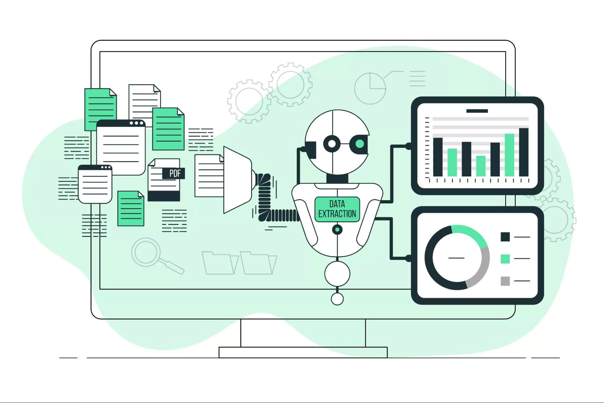 Illustration of a robot doing task automation