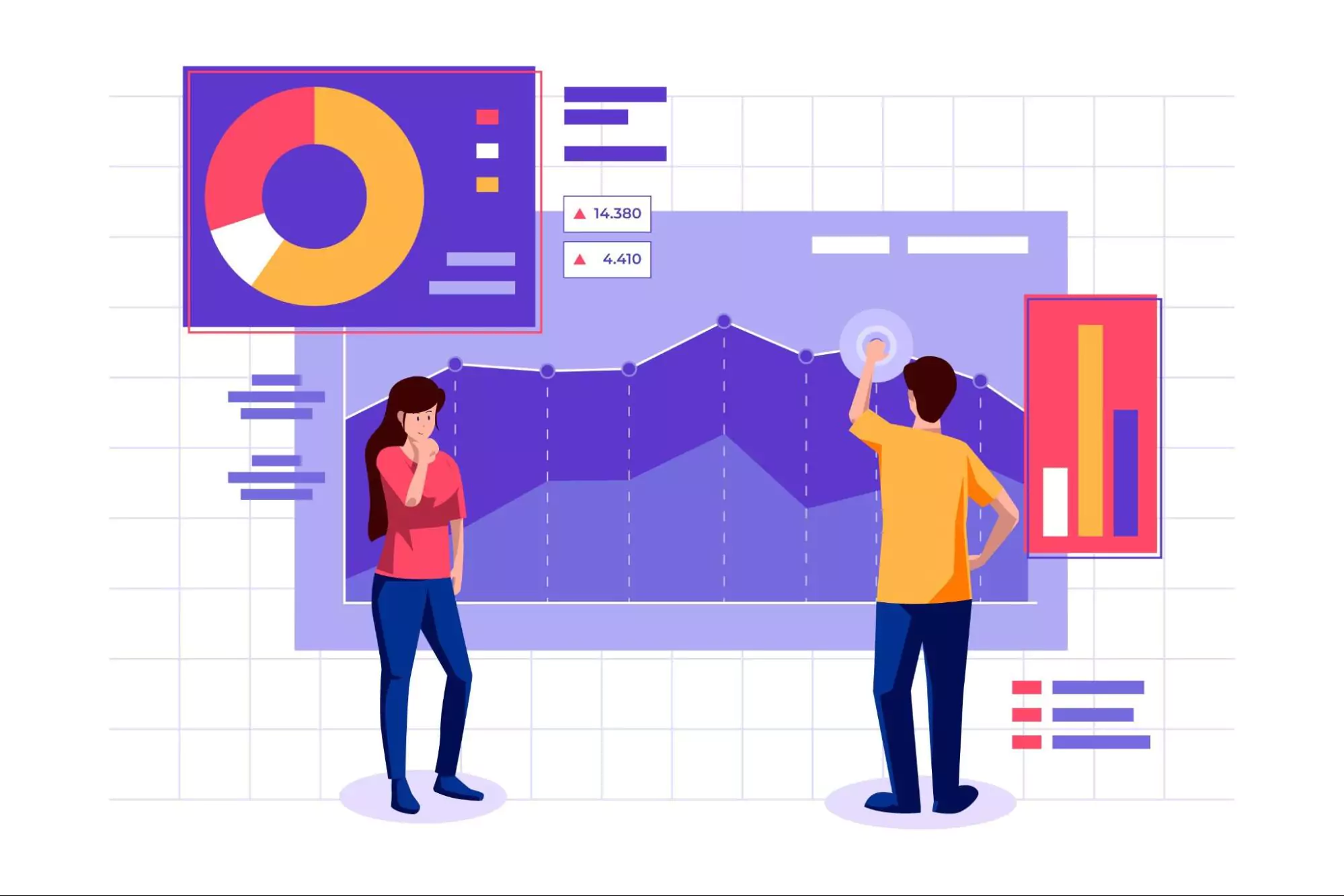 Illustration of a team working on a project management plan