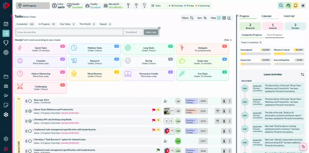 Screenshot of Siddhify's tasks dashboard, especially designed for digital agencies.