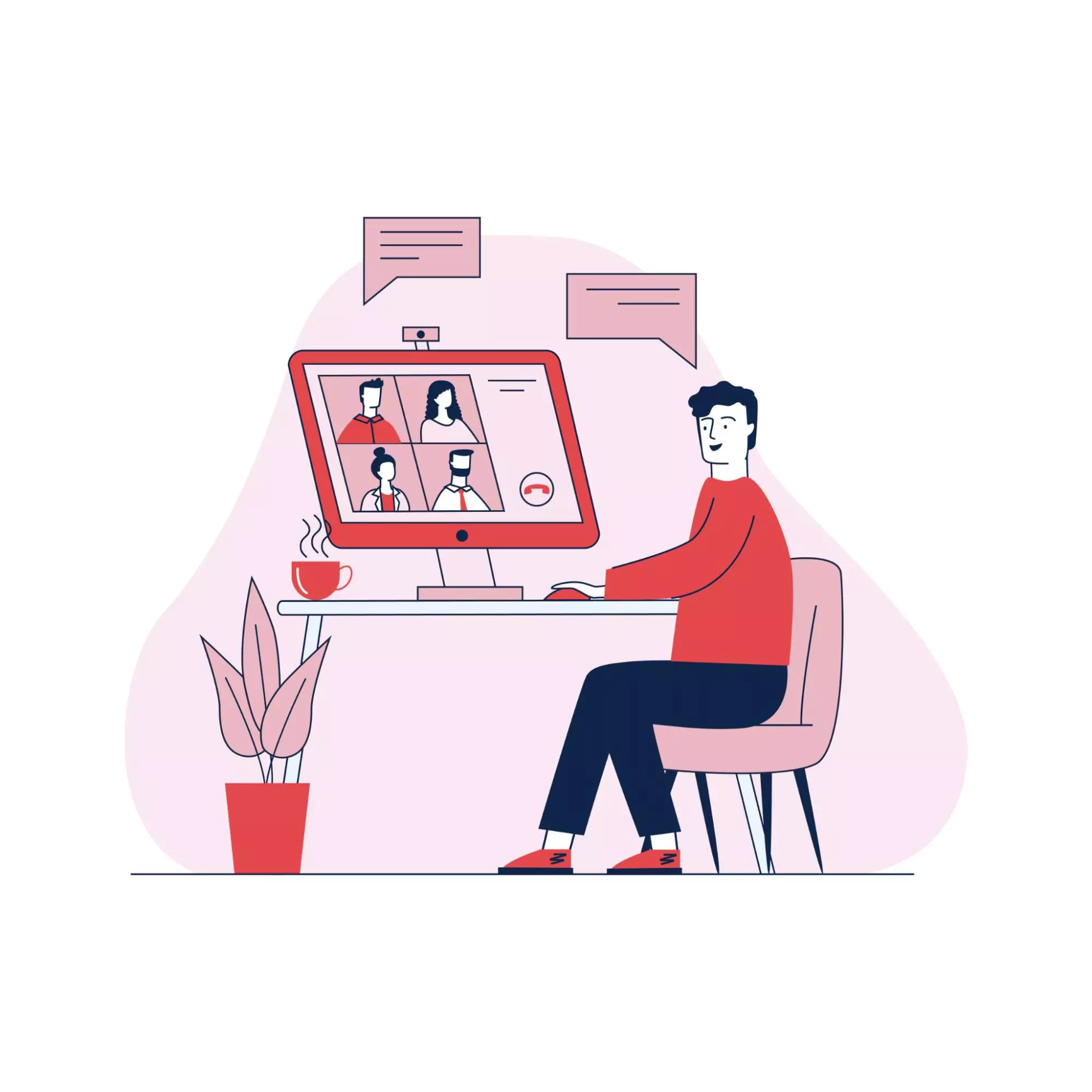 Illustration of a remote team applying communication best practices.