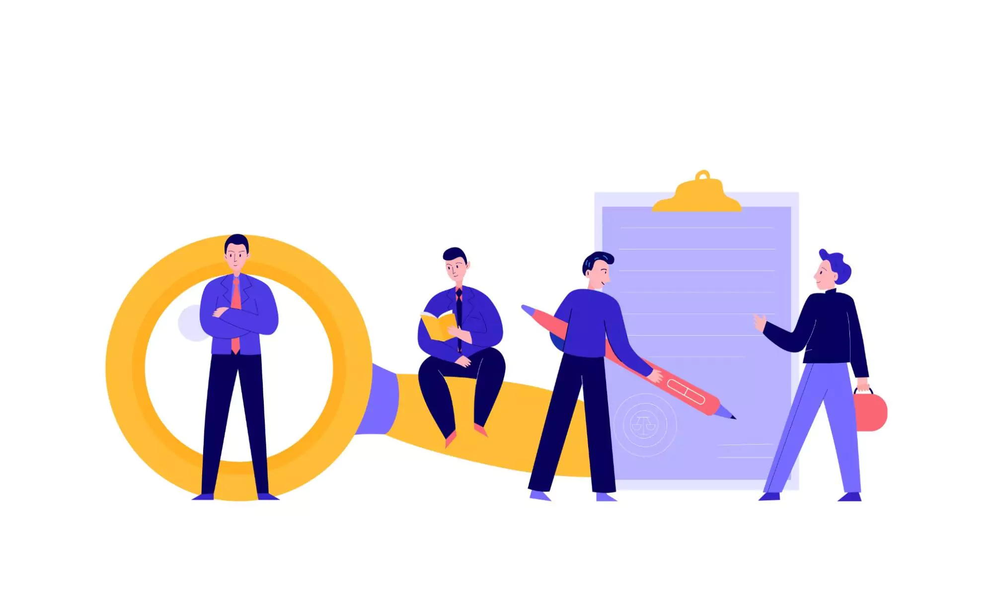 Illustration presenting a small team working on the project's scope of work.