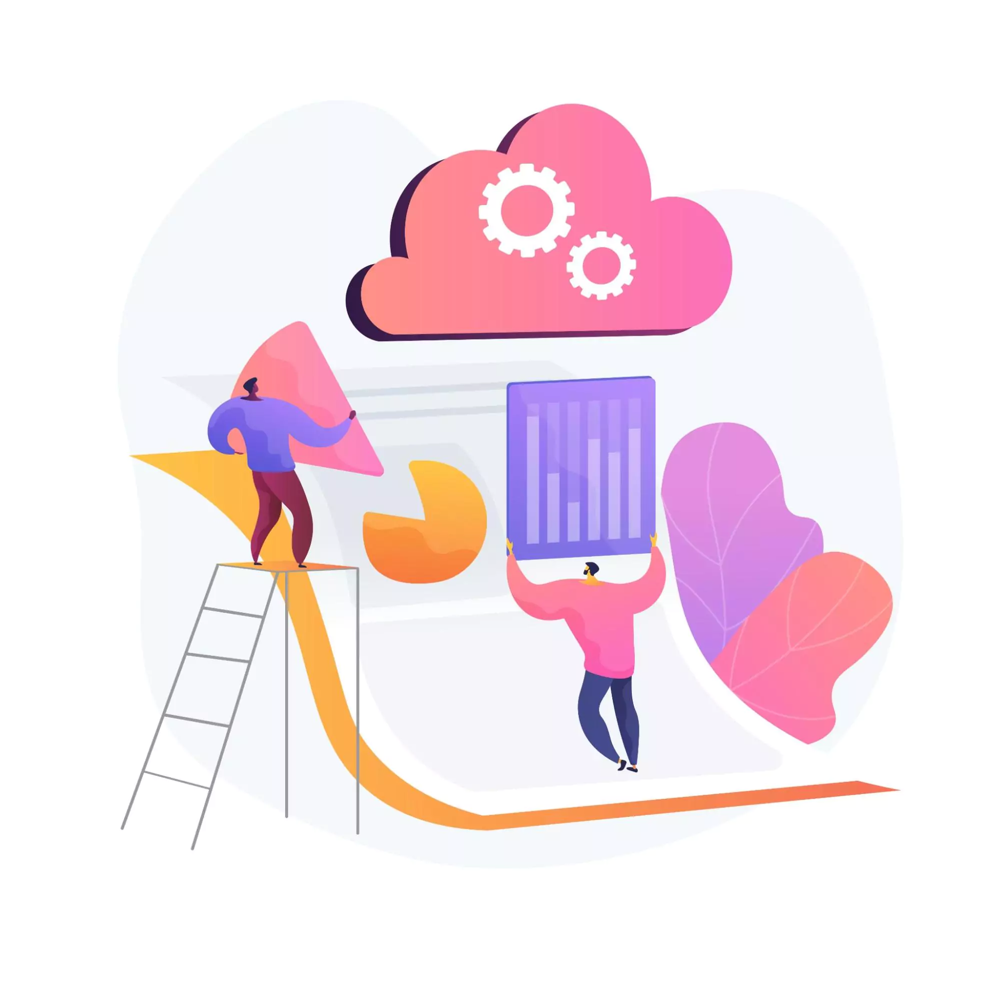 Illustration of two people working on the same SaaS project