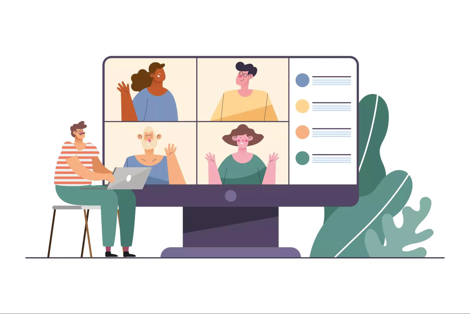 Illustration of a remote team having challenges in communication.