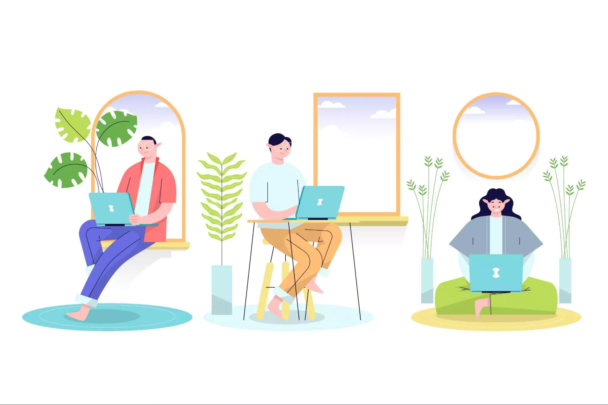 Illustration of remote workers symbolizing the future of remote work
