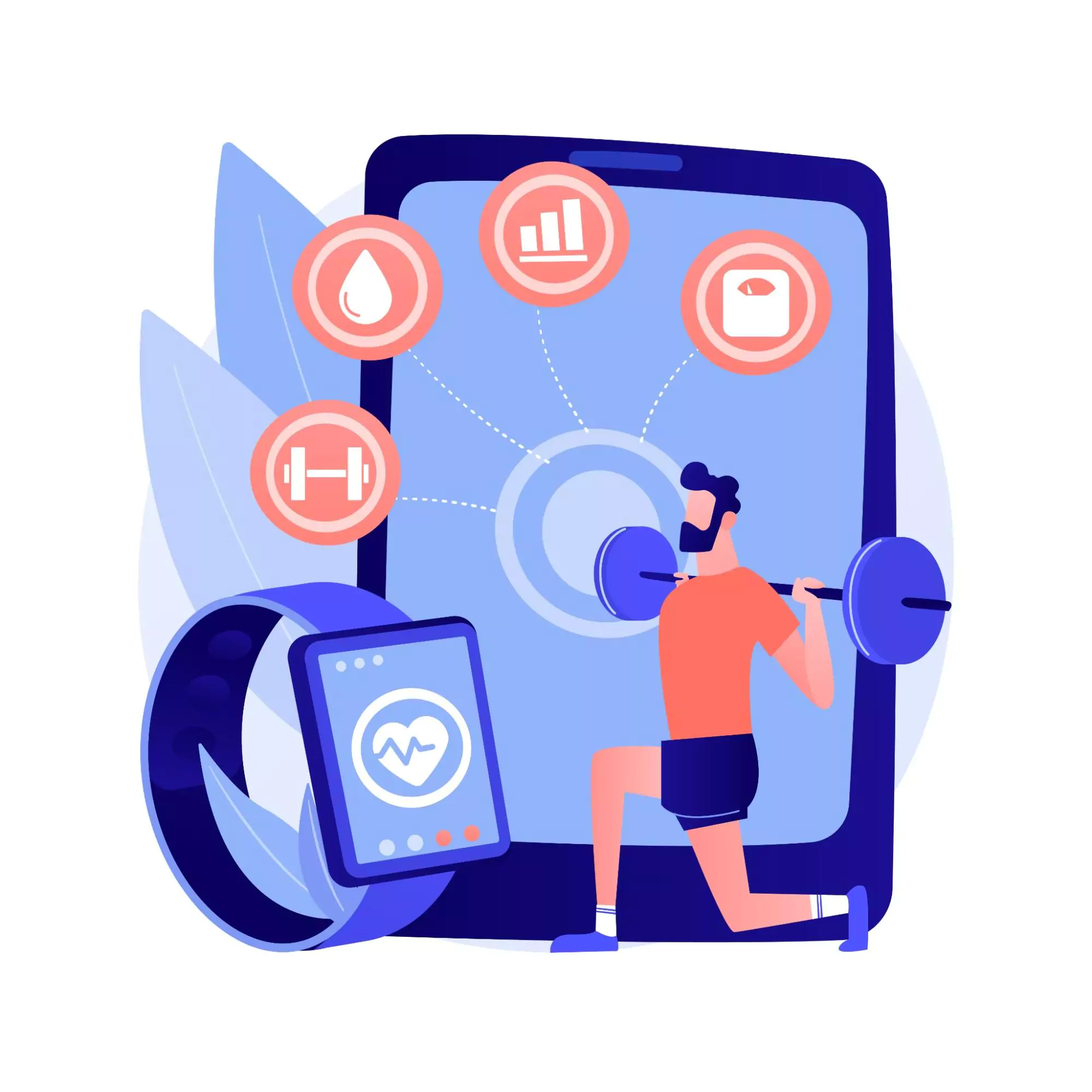 Illustration of an entrepreneur working out in a gym