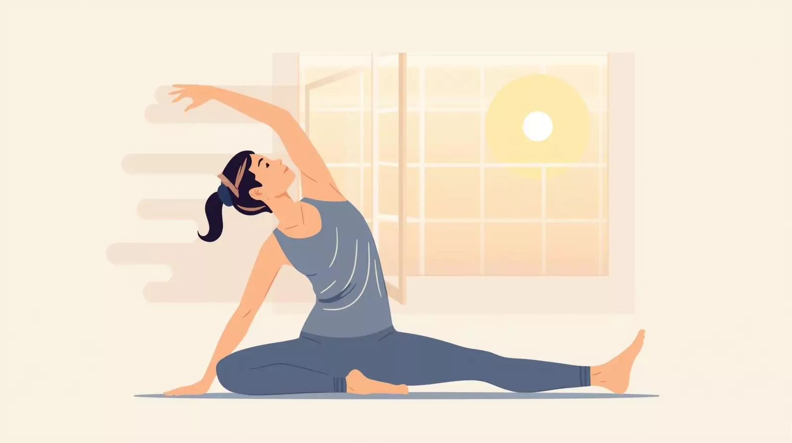 Morning energy boost — productive morning routine with light exercise and focus.