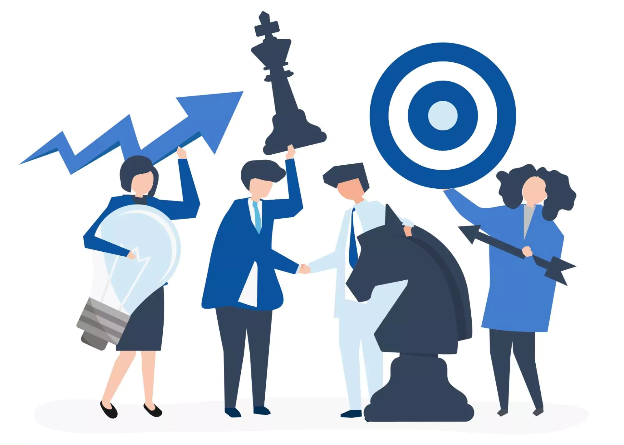 Business people discussing a target with arrows, symbolizing a business alignment strategy for achieving goals.