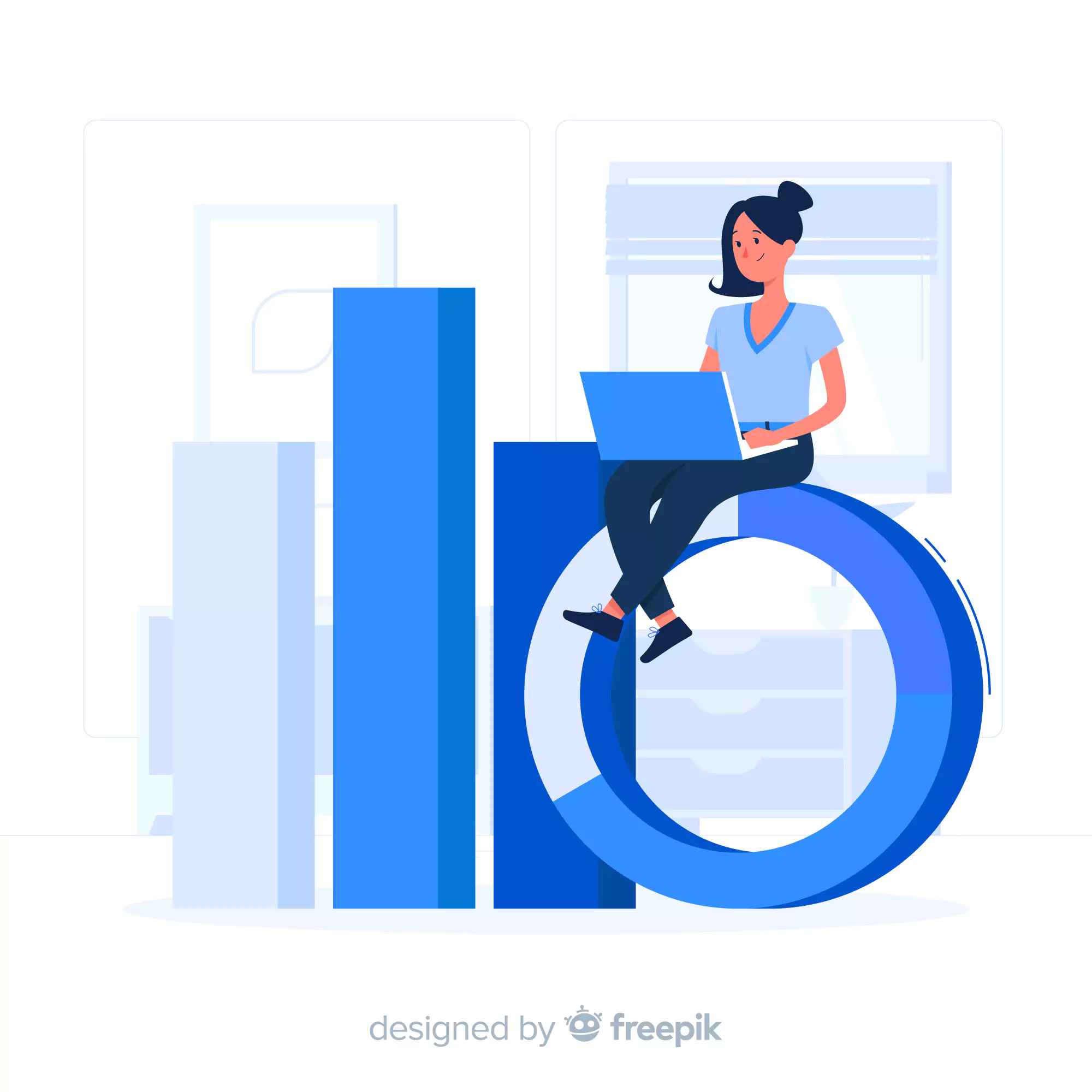 Illustration of employee calculating performance metrics