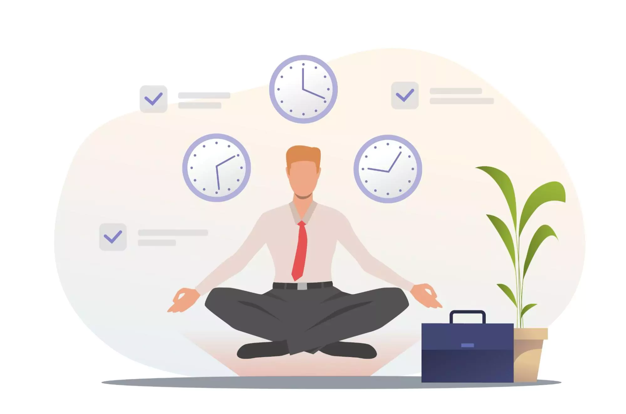 Illustration of an entrepreneur meditating while trying to achieve a work-life balance