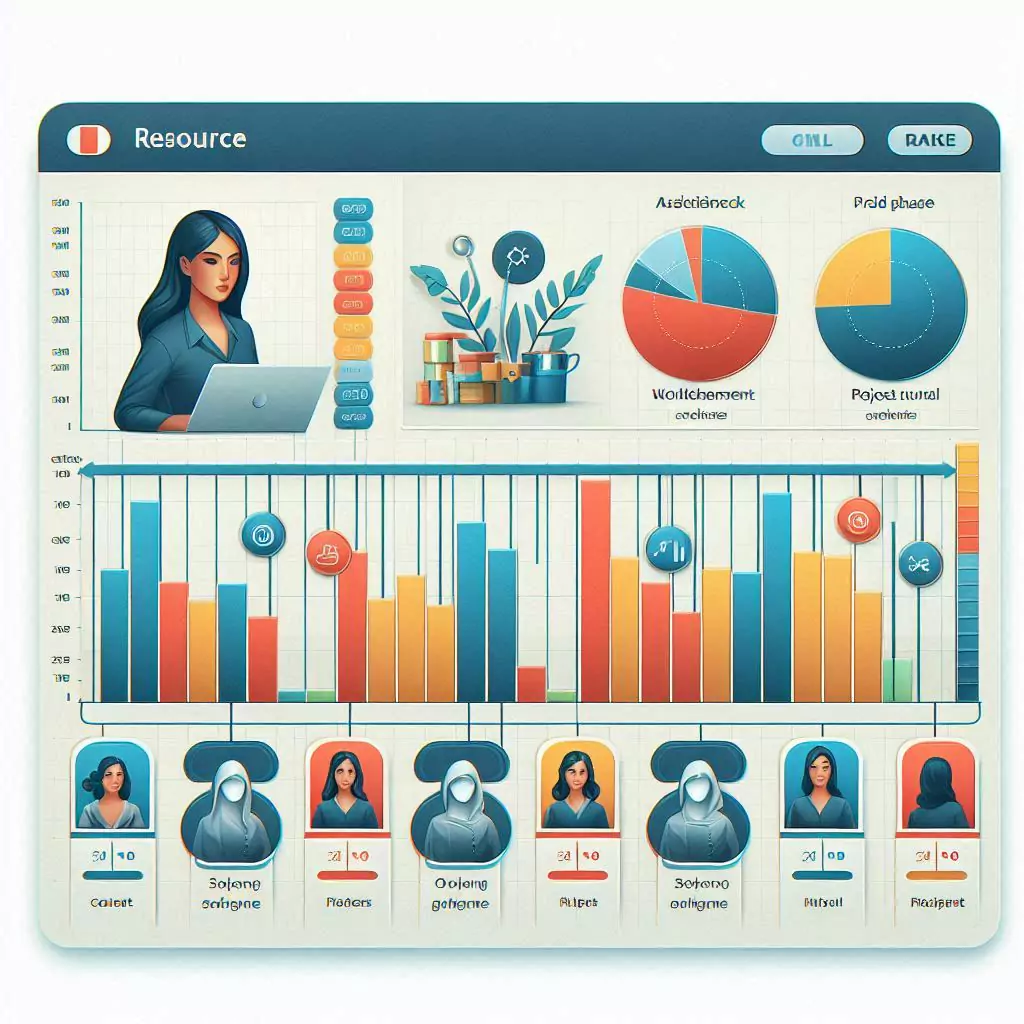 Resource allocation diagram showing how project management tasks are distributed across team members.