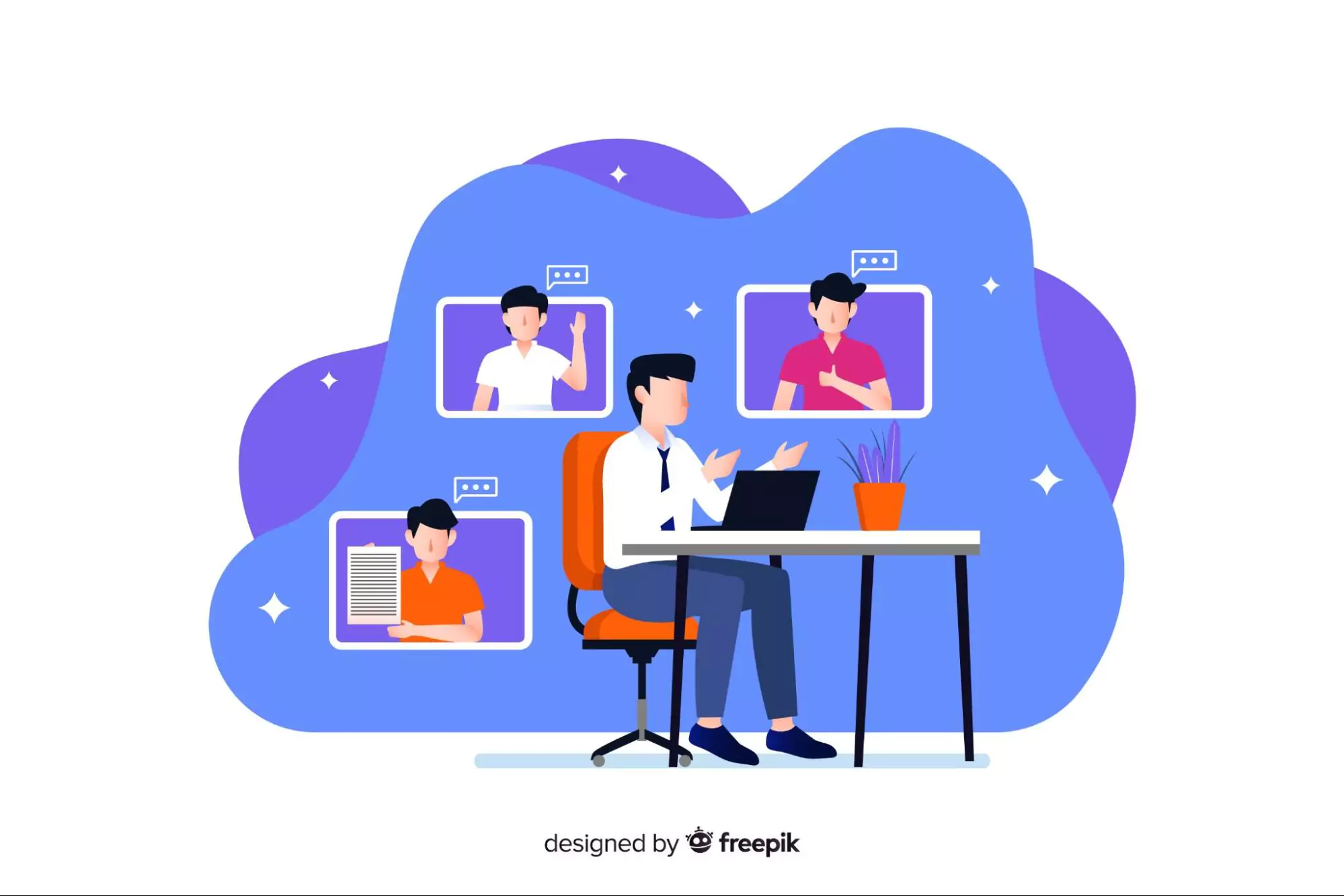 Illustration of a remote team communication.