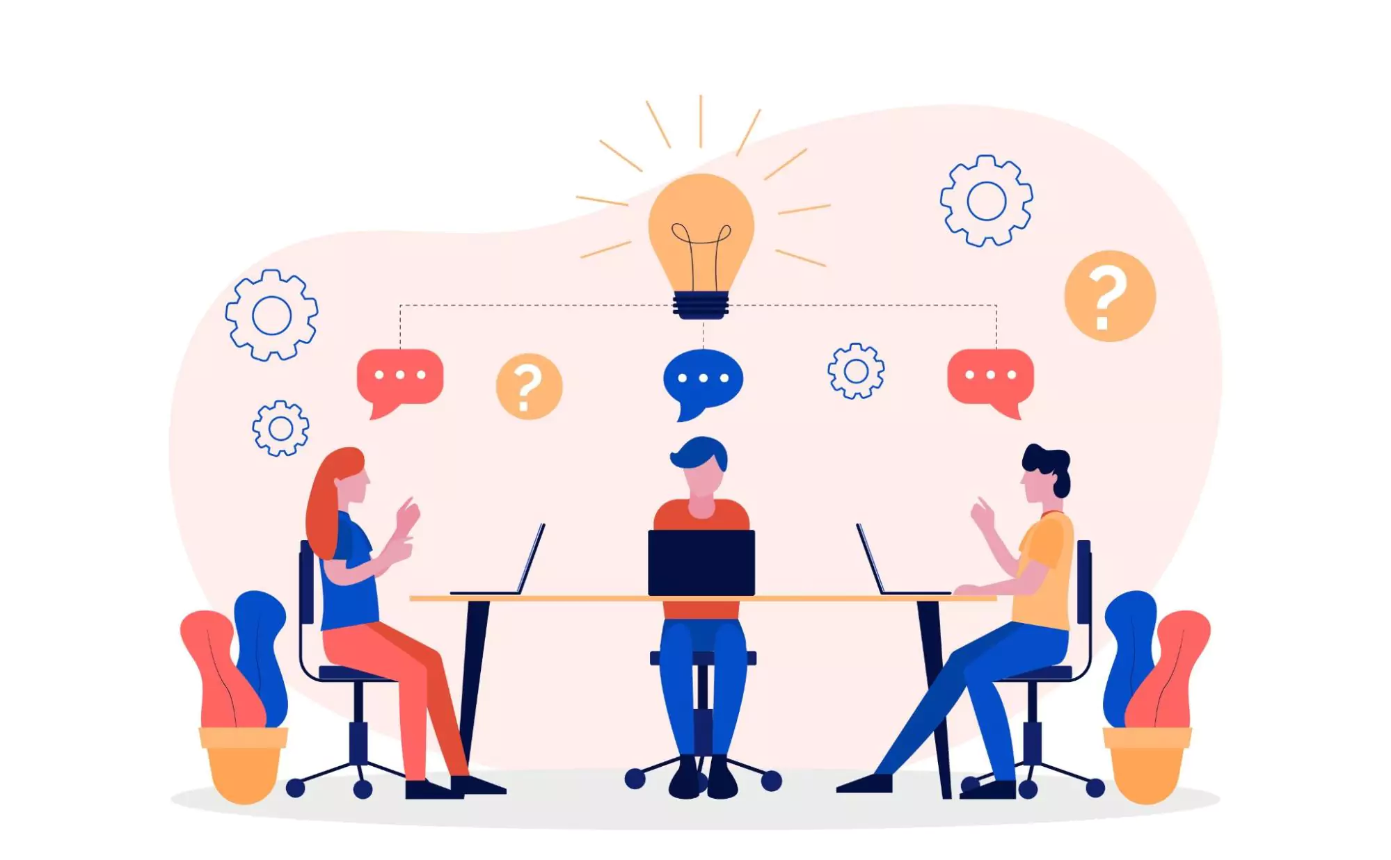 Illustration of agency employees working with a productivity tool.