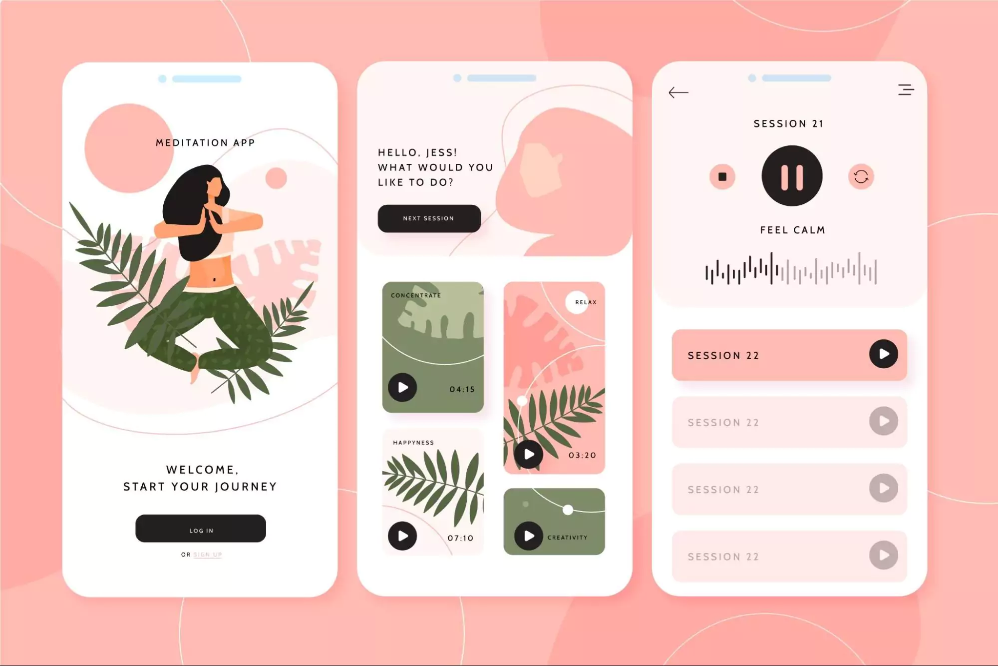 Illustration of a health and wellness app.