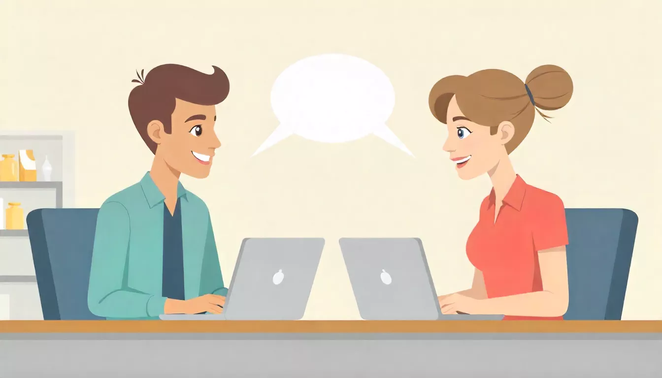 Manager and employee reviewing performance goals in a one-on-one meeting.
