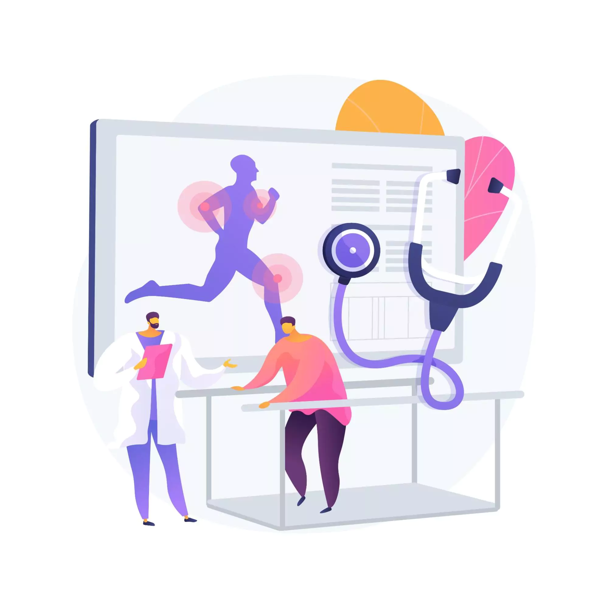 Illustration of an entrepreneur checking his health with the doctor
